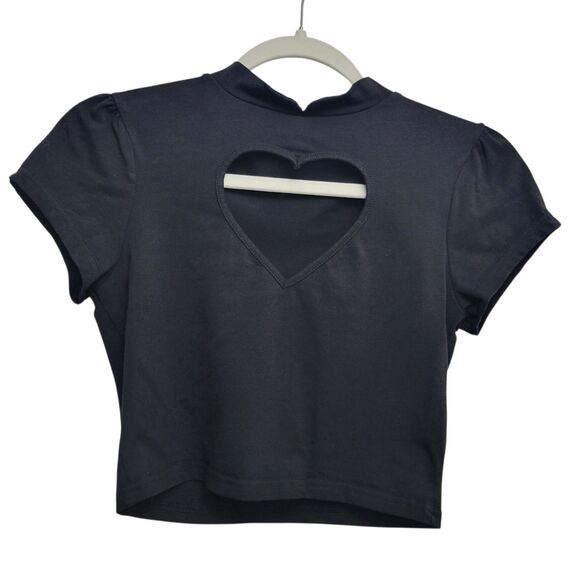 ASOS Heart Keyhole Chest Fitted Crop Tee Size 4 - Picture 1 of 5
